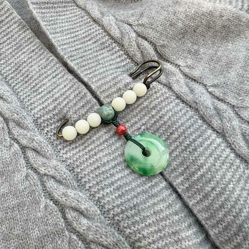 EverestArtstudios Bodhi Seed Jade Peace Buckle Luck Brooch