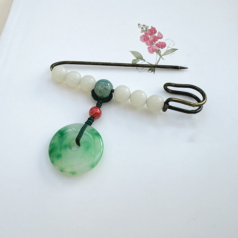 EverestArtstudios Bodhi Seed Jade Peace Buckle Luck Brooch