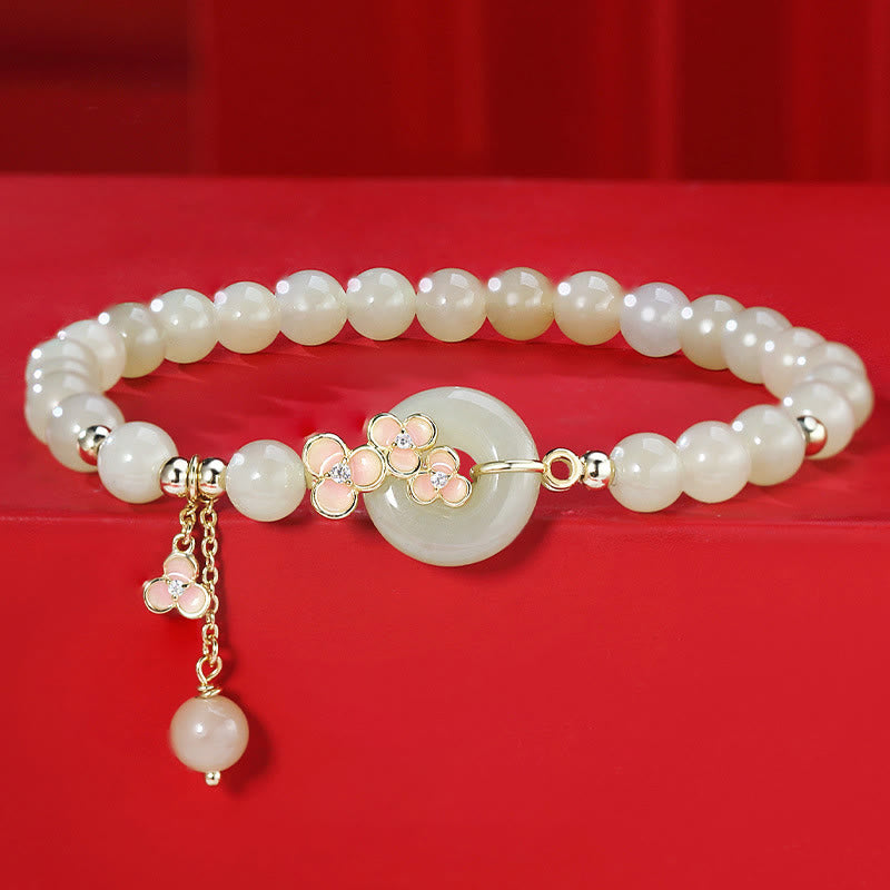 EverestArtstudios Hetian-Jade-Pfirsichblüten-Schmuck, Silber