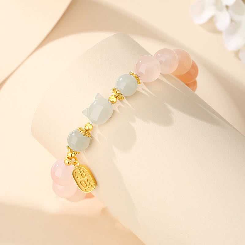 EverestArtstudios Achat-Hetian-Jade-Katzen-Fu-Armband, Silber