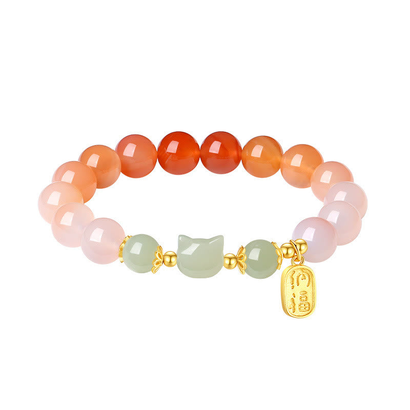EverestArtstudios Achat-Hetian-Jade-Katzen-Fu-Armband, Silber