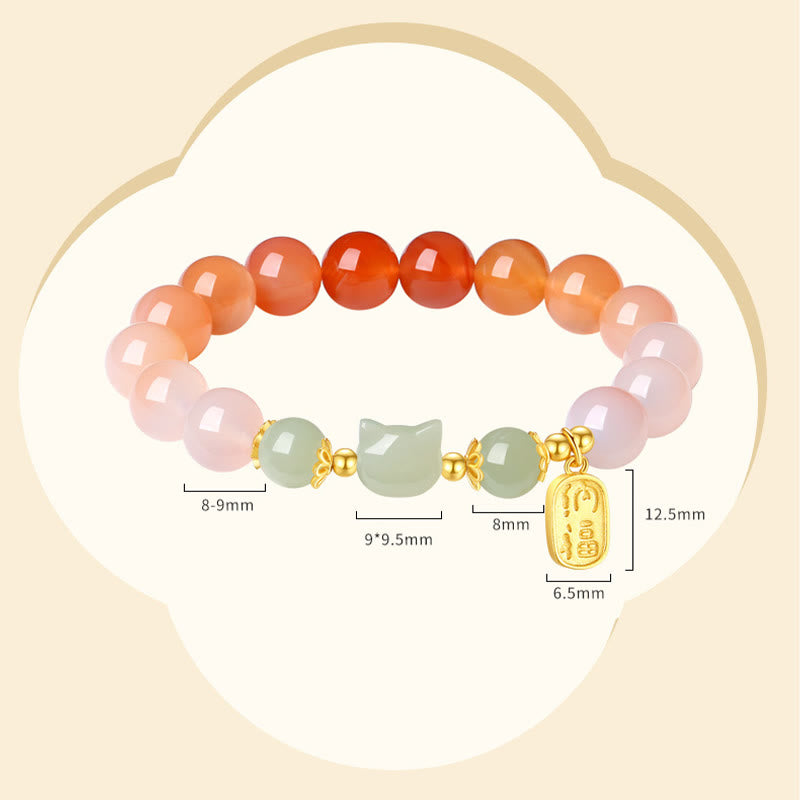 EverestArtstudios Achat-Hetian-Jade-Katzen-Fu-Armband, Silber