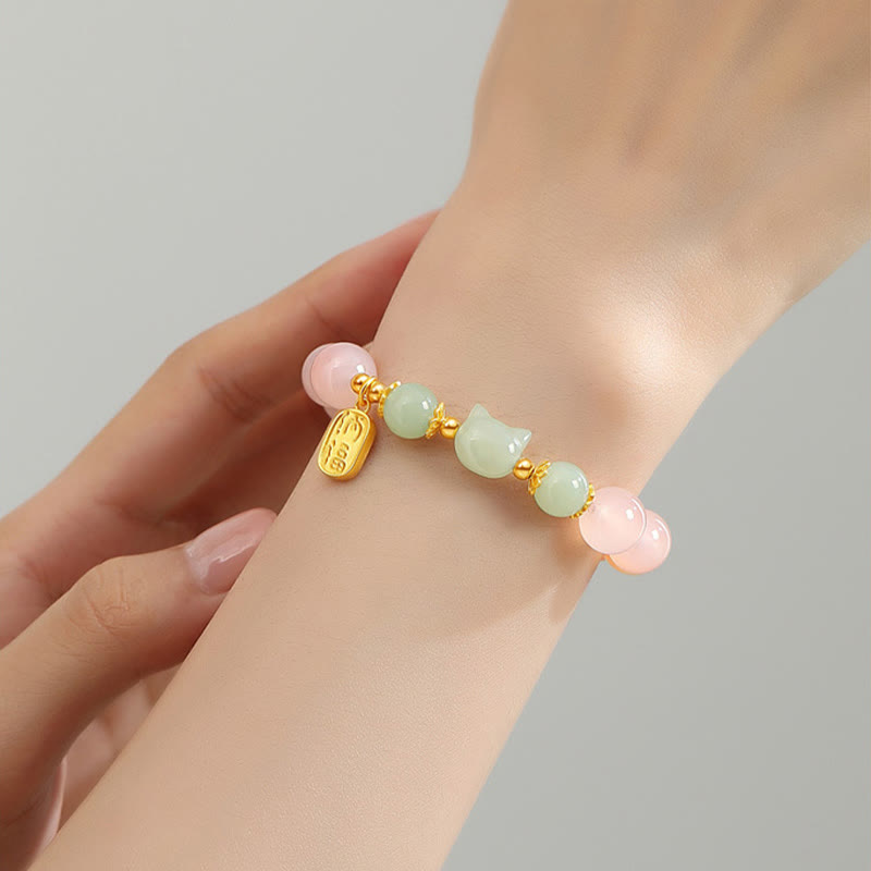 EverestArtstudios Achat-Hetian-Jade-Katzen-Fu-Armband, Silber