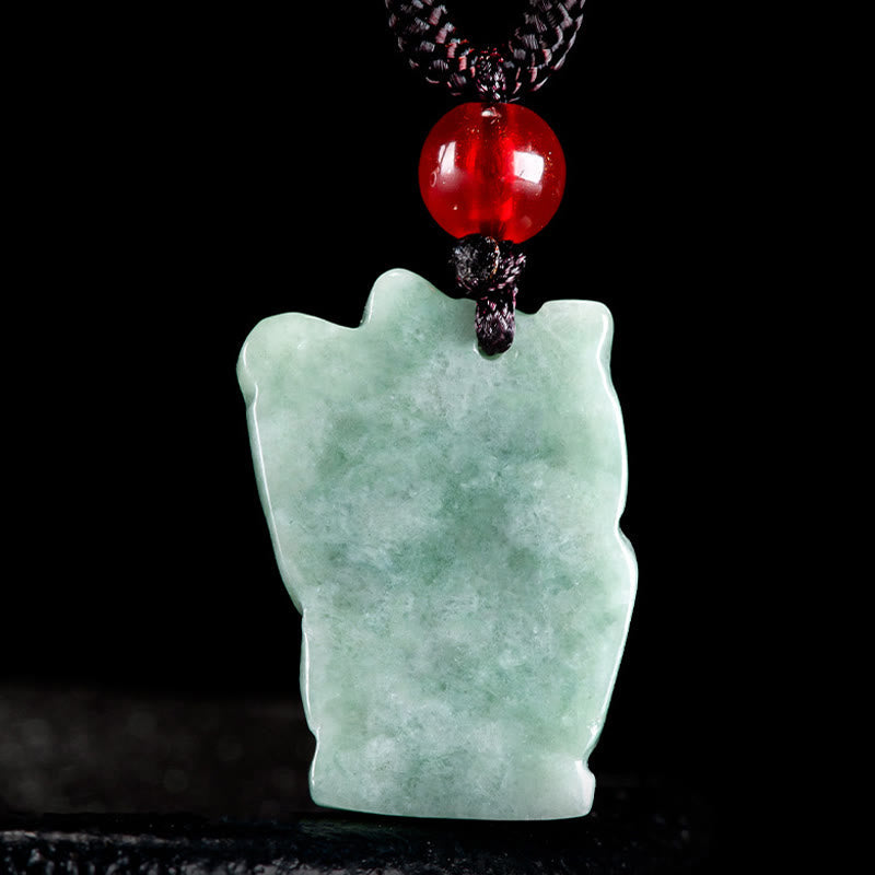 EverestArtstudios Lucky Cat Jade Abundance Necklace Pendant