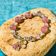 EverestArtstudios Natural Strawberry Quartz Butterfly Healing Bracelet
