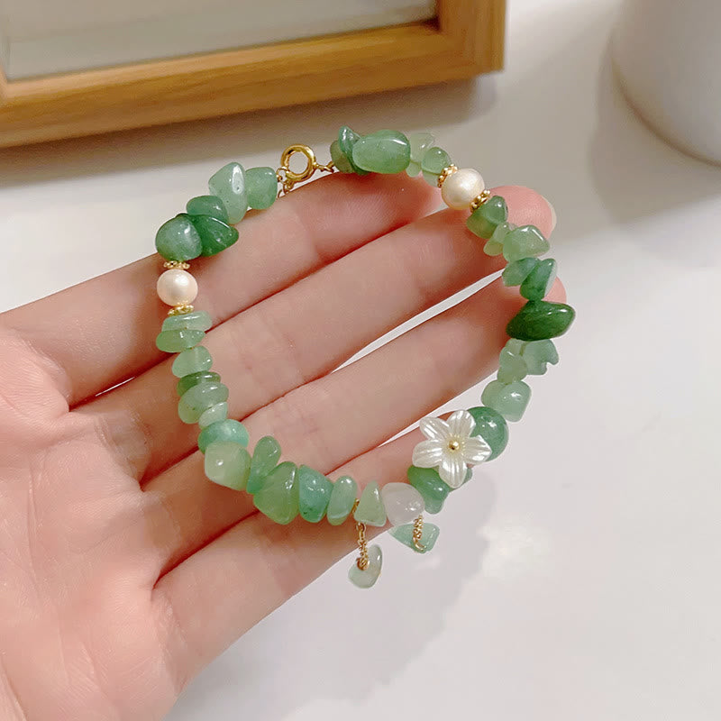 EverestArtstudios Natural Strawberry Quartz Green Strawberry Quartz Super Seven Crystal Flower Healing Bracelet