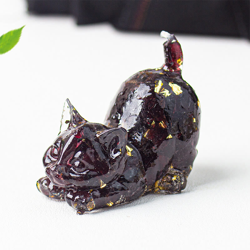 Buddha Stones Stretching Cat Resin Crystal Gravel Meditation Decoration