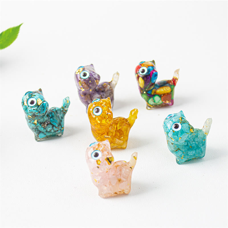 Buddha Stones Natural Crystal Turquoise Aquamarine Amethyst Cat Protection Decoration