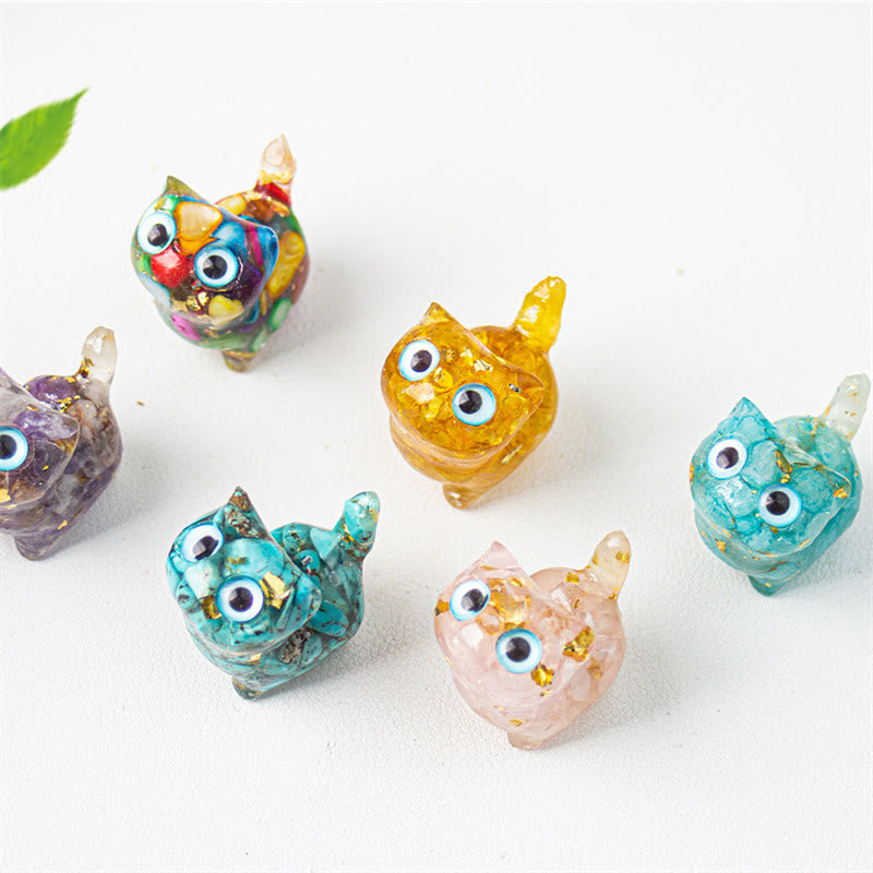 Buddha Stones Natural Crystal Turquoise Aquamarine Amethyst Cat Protection Decoration