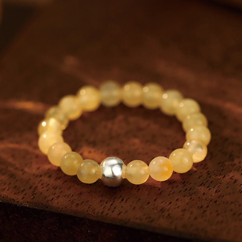 EverestArtStudios 925 Sterling Silver Crystal Beads White Jade Black Onyx Blessing Elastic Ring