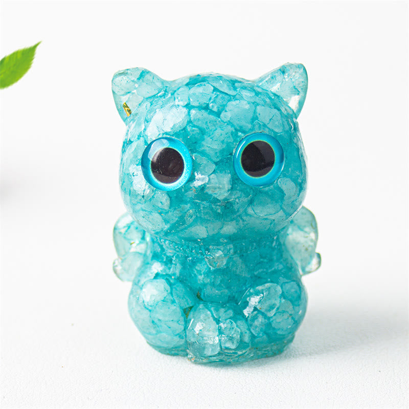 Buddha Stones Cute Cat Lazurite Lapis Lazuli Amethyst Black Obsidian Aquamarine Crystal Resin Positive Home Decoration