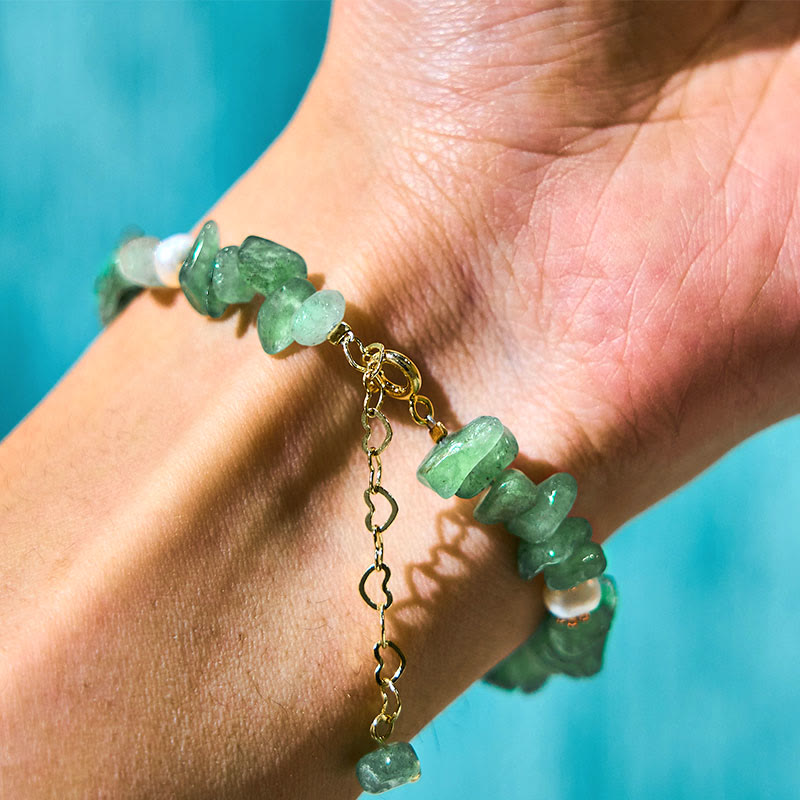 EverestArtstudios Natural Strawberry Quartz Green Strawberry Quartz Super Seven Crystal Flower Healing Bracelet