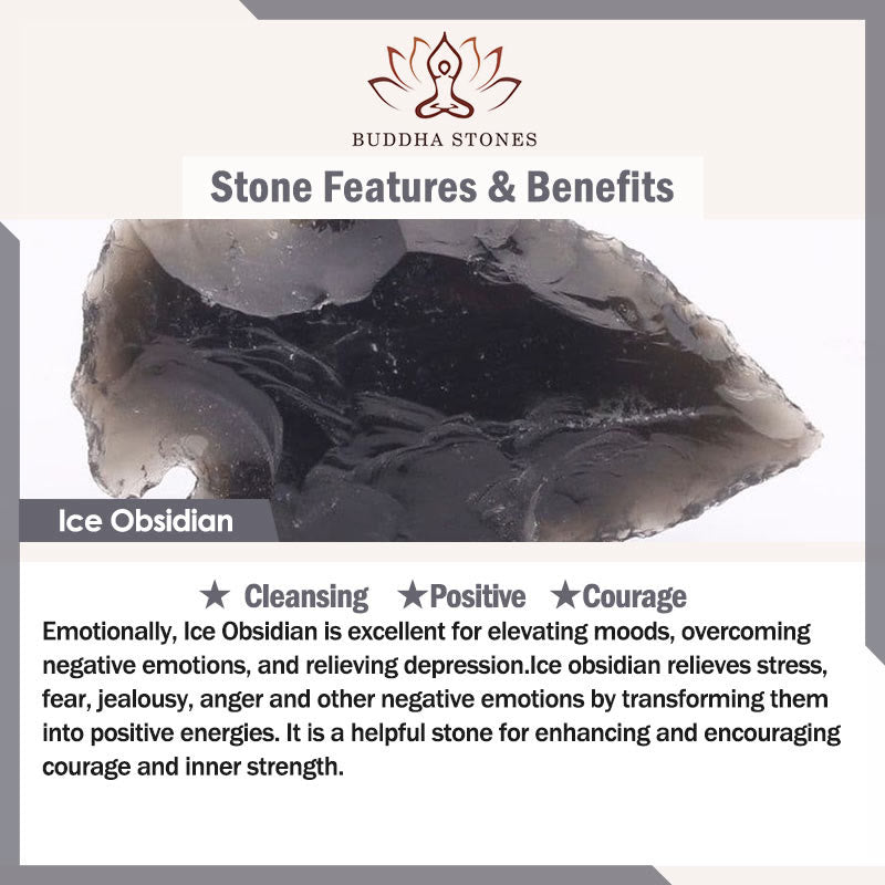 Buddha Stones Ice Obsidian Black Spinel Lying Cat Courage Double Layer Bracelet
