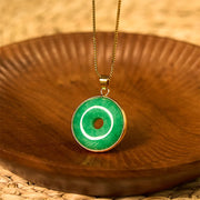 EverestArtstudios Natural Cyan Jade Peace Buckle Healing Luck Necklace Pendant
