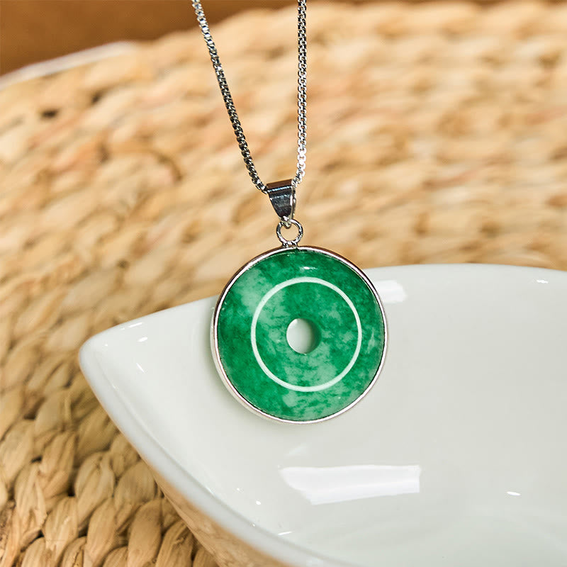 EverestArtstudios Natural Cyan Jade Peace Buckle Healing Luck Necklace Pendant