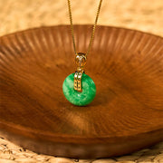 EverestArtstudios Cyan Jade Peace Buckle Healing Luck Necklace Pendant