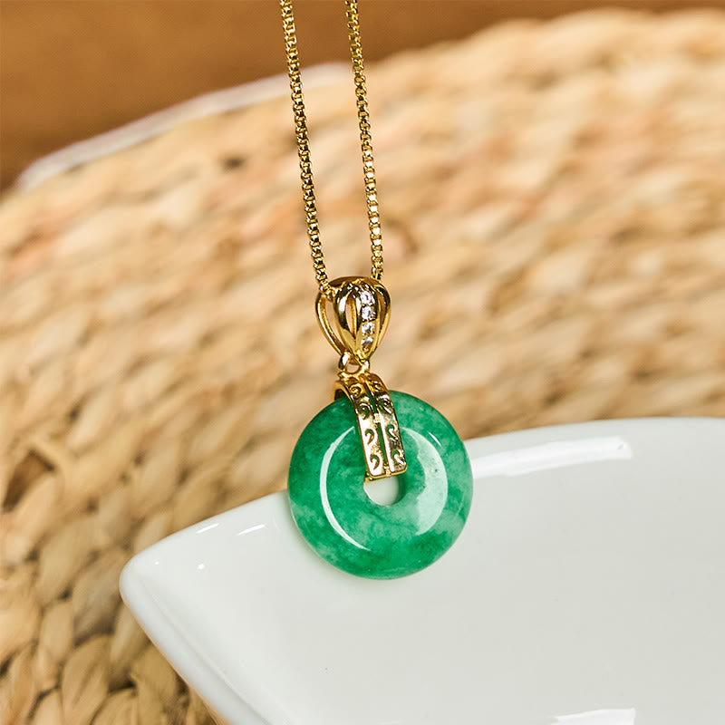EverestArtstudios Cyan Jade Peace Buckle Healing Luck Necklace Pendant