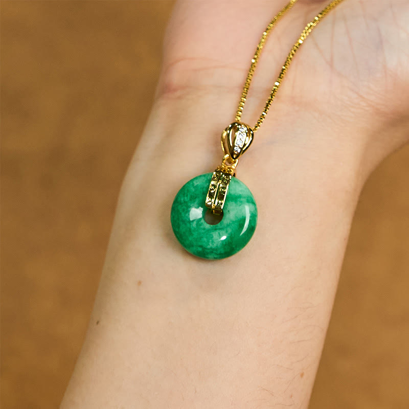 EverestArtstudios Cyan Jade Peace Buckle Healing Luck Necklace Pendant