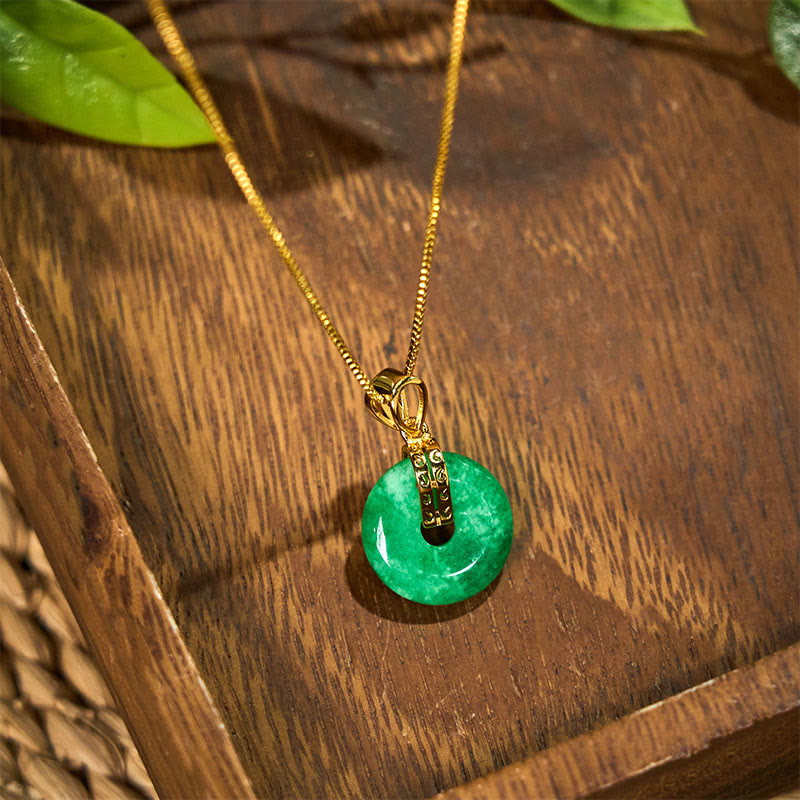 EverestArtstudios Cyan Jade Peace Buckle Healing Luck Necklace Pendant