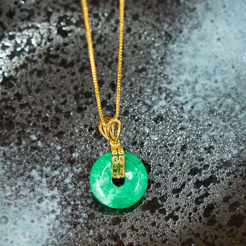 EverestArtstudios Cyan Jade Peace Buckle Healing Luck Necklace Pendant