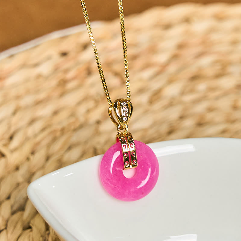 EverestArtstudios Purple Jade Peace Buckle Happiness Necklace Pendant