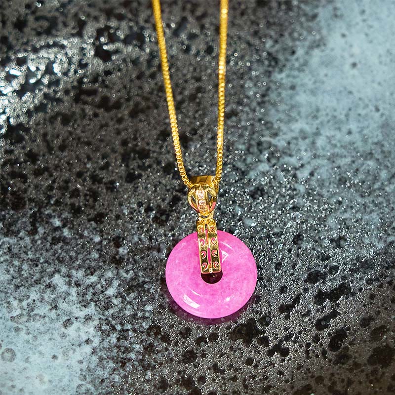 EverestArtstudios Purple Jade Peace Buckle Happiness Necklace Pendant