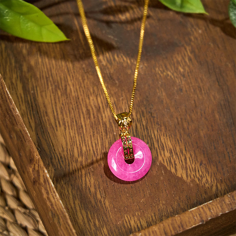 EverestArtstudios Purple Jade Peace Buckle Happiness Necklace Pendant