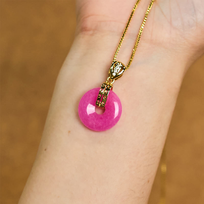 EverestArtstudios Purple Jade Peace Buckle Happiness Necklace Pendant