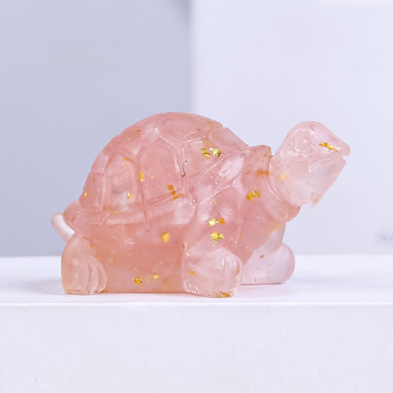 Buddha Stones Natural Crystal Gravel Drip Resin Small Turtle Decoration Statue
