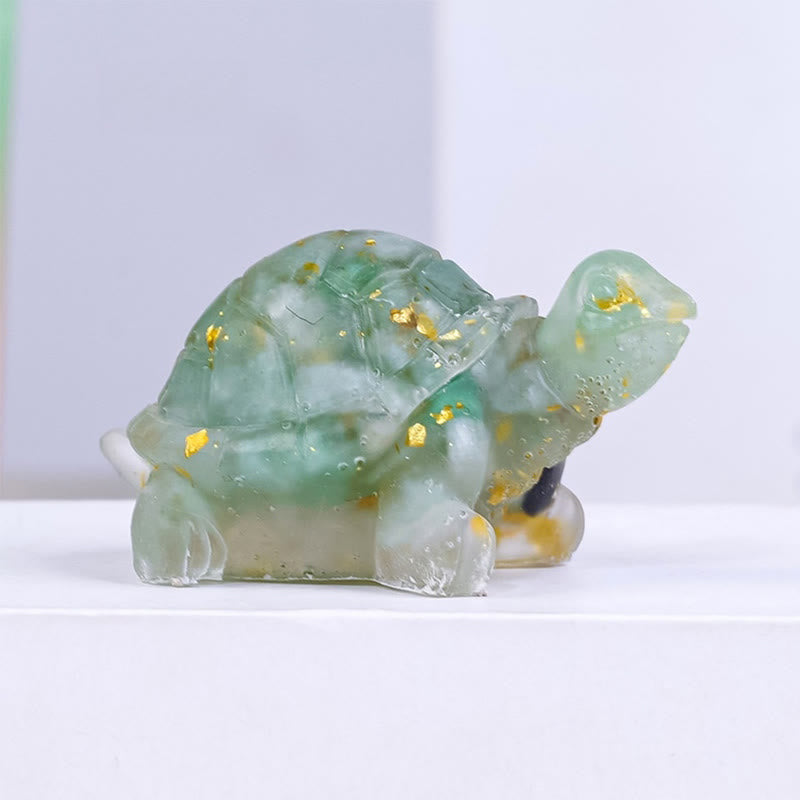 EverestArtStudios Natural Crystal Gravel Drip Resin Small Turtle Decoration Statue