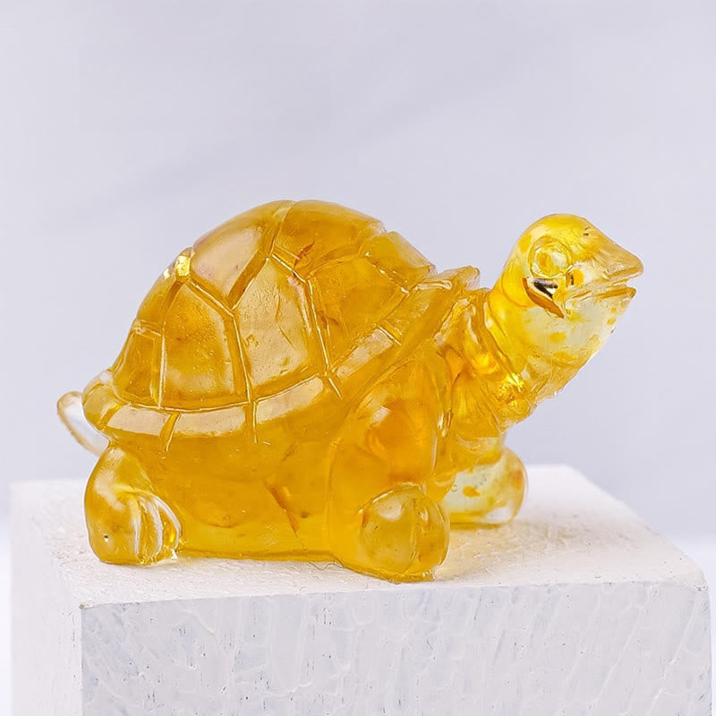 EverestArtStudios Natural Crystal Gravel Drip Resin Small Turtle Decoration Statue