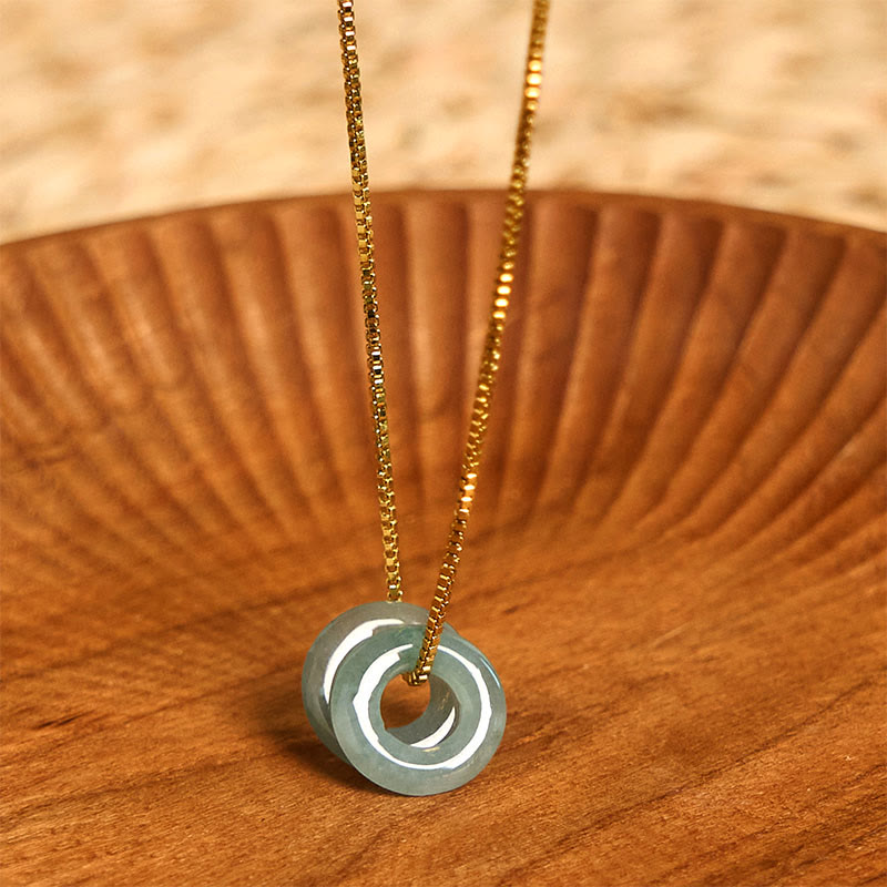 EverestArtstudios Jade Double Peace Buckle Prosperity Necklace Pendant