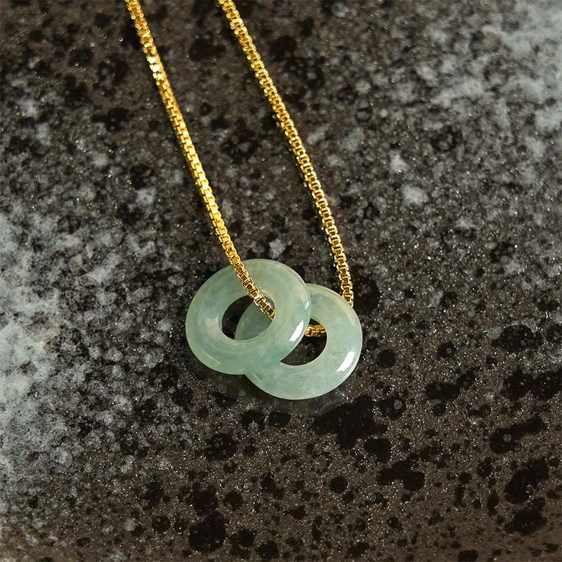 EverestArtstudios Jade Double Peace Buckle Prosperity Necklace Pendant
