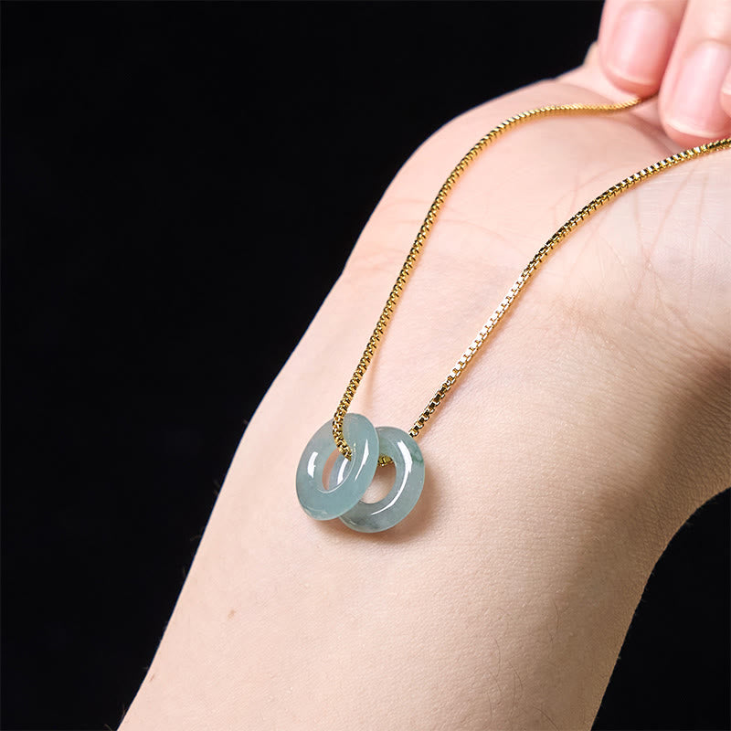 EverestArtstudios Jade Double Peace Buckle Prosperity Necklace Pendant