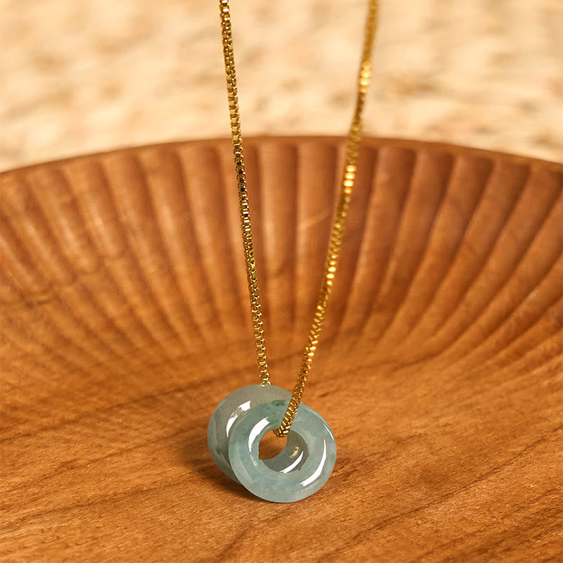 EverestArtstudios Jade Double Peace Buckle Prosperity Necklace Pendant