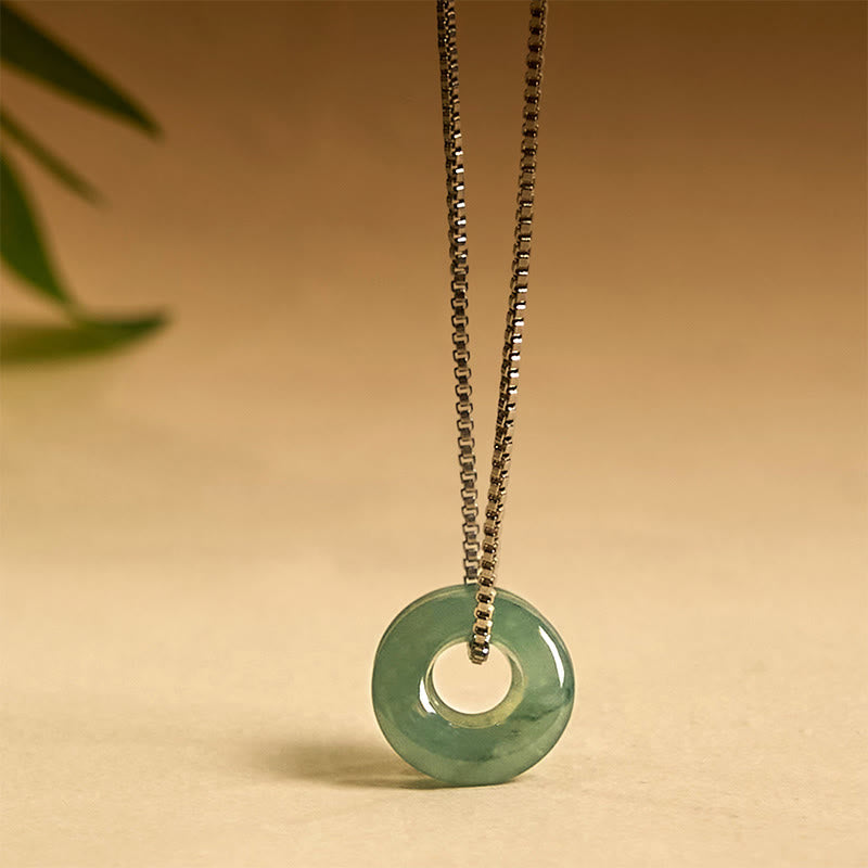 EverestArtstudios Jade Double Peace Buckle Prosperity Necklace Pendant