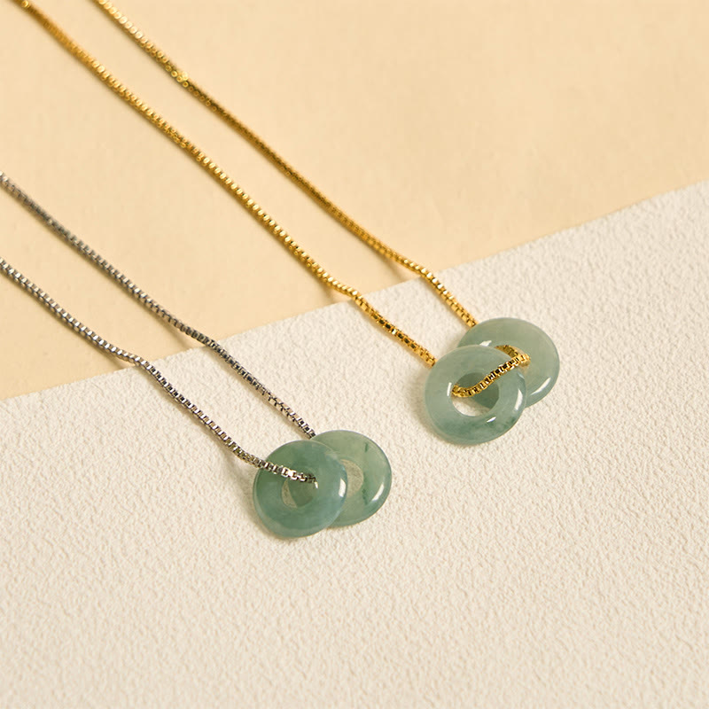 EverestArtstudios Jade Double Peace Buckle Prosperity Necklace Pendant