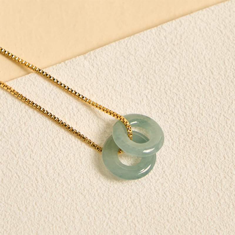 EverestArtstudios Jade Double Peace Buckle Prosperity Necklace Pendant
