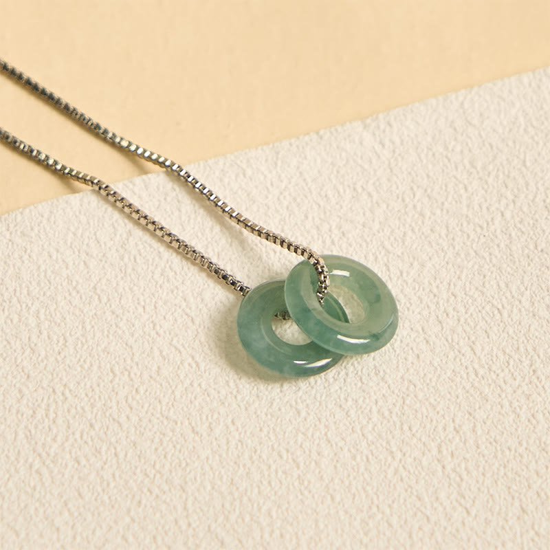 EverestArtstudios Jade Double Peace Buckle Prosperity Necklace Pendant