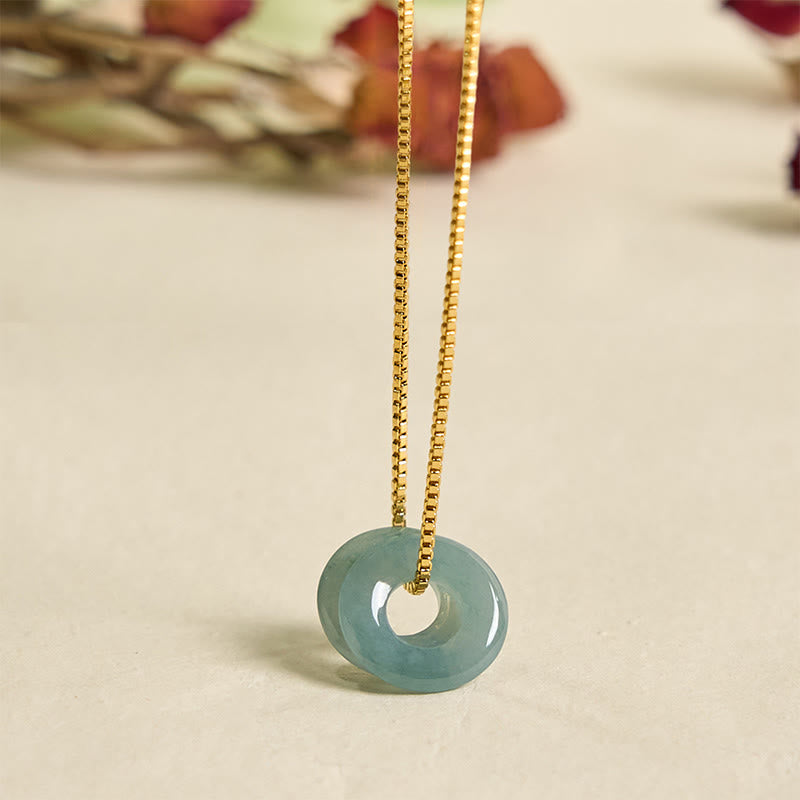 EverestArtstudios Jade Double Peace Buckle Prosperity Necklace Pendant