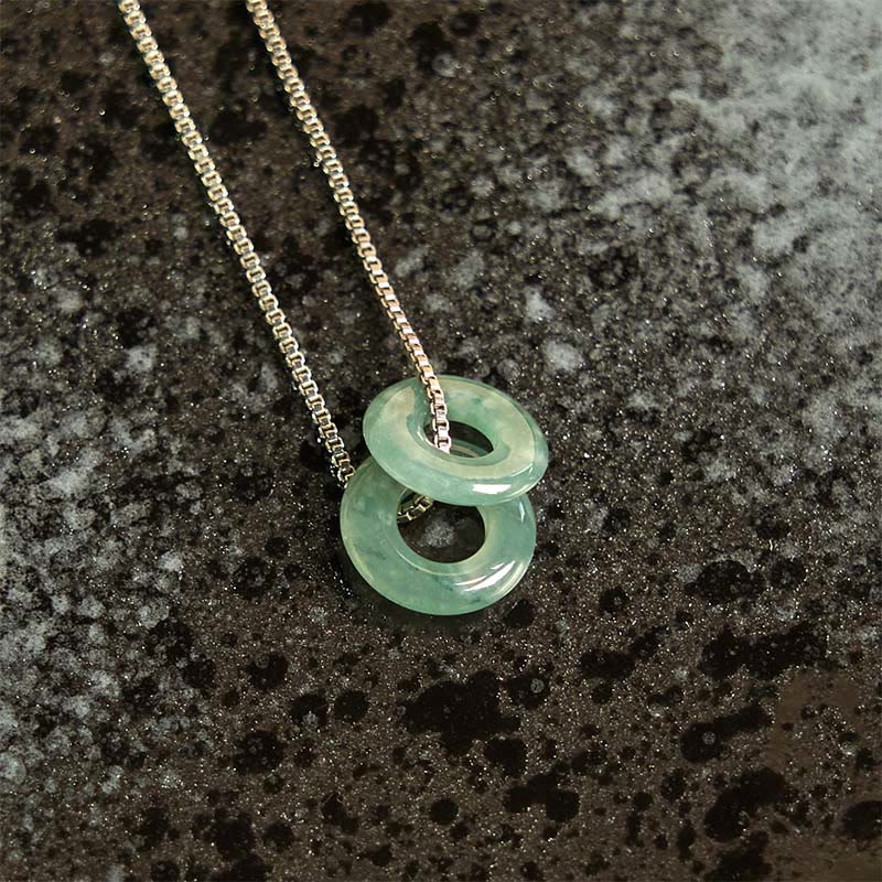 EverestArtstudios Jade Double Peace Buckle Prosperity Necklace Pendant