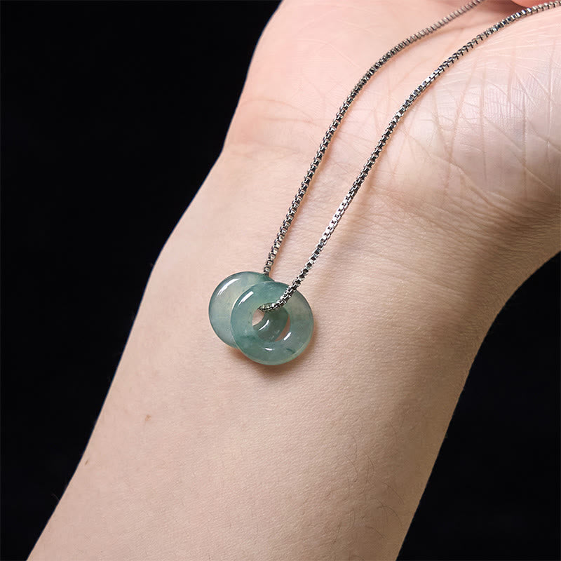 EverestArtstudios Jade Double Peace Buckle Prosperity Necklace Pendant