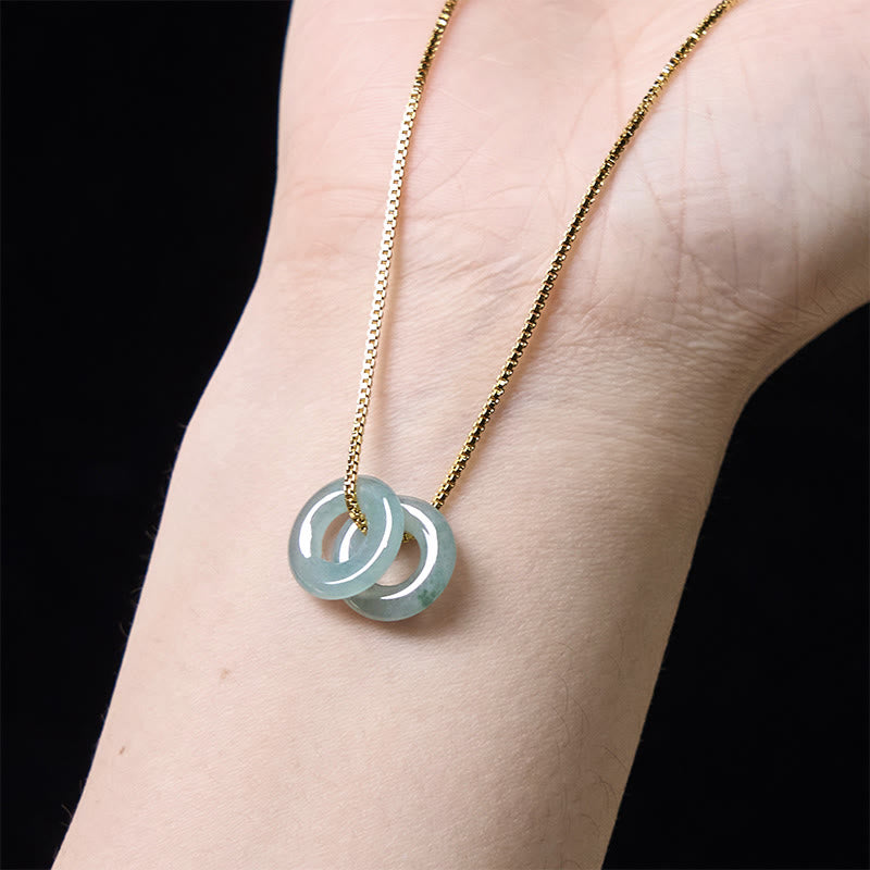 EverestArtstudios Jade Double Peace Buckle Prosperity Necklace Pendant