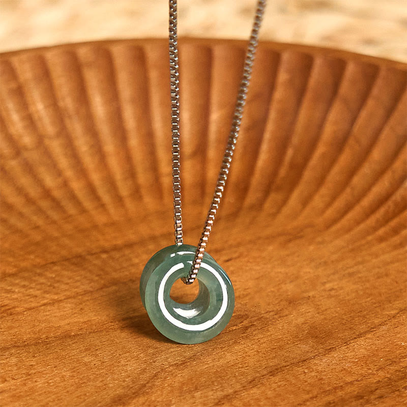 EverestArtstudios Jade Double Peace Buckle Prosperity Necklace Pendant