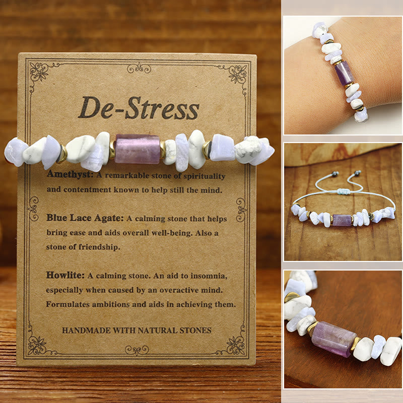 EverestArtstudios De-Stress Amethyst Blue Lace Agate Howlite Healing Bracelet