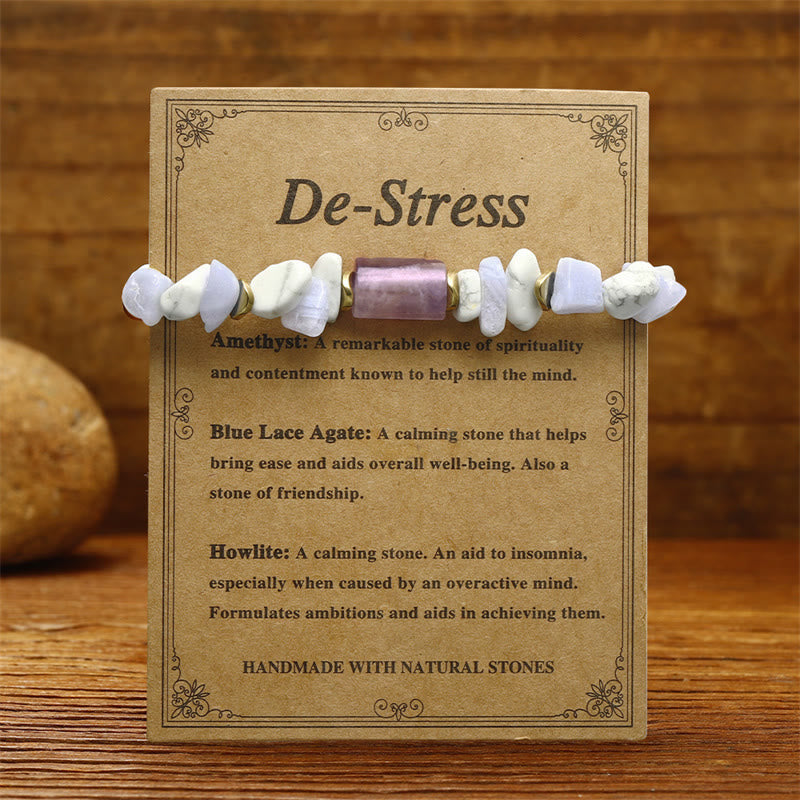 EverestArtstudios De-Stress Amethyst Blue Lace Agate Howlite Healing Bracelet