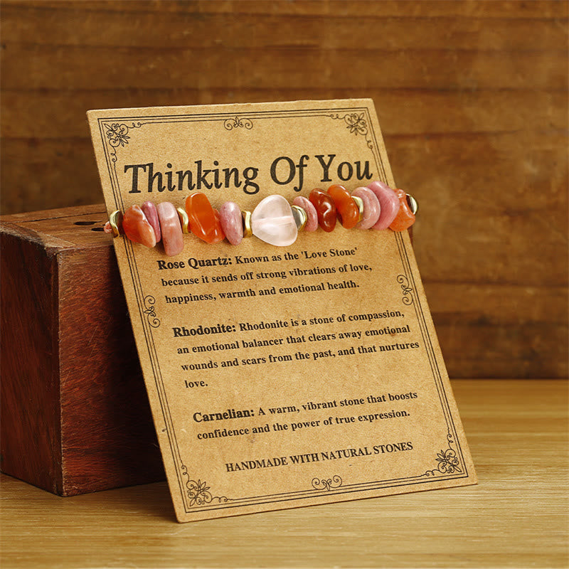 Buddha Stones Thinking Of You Rose Quartz Rhodonite Carnelian Relationships Bracelet