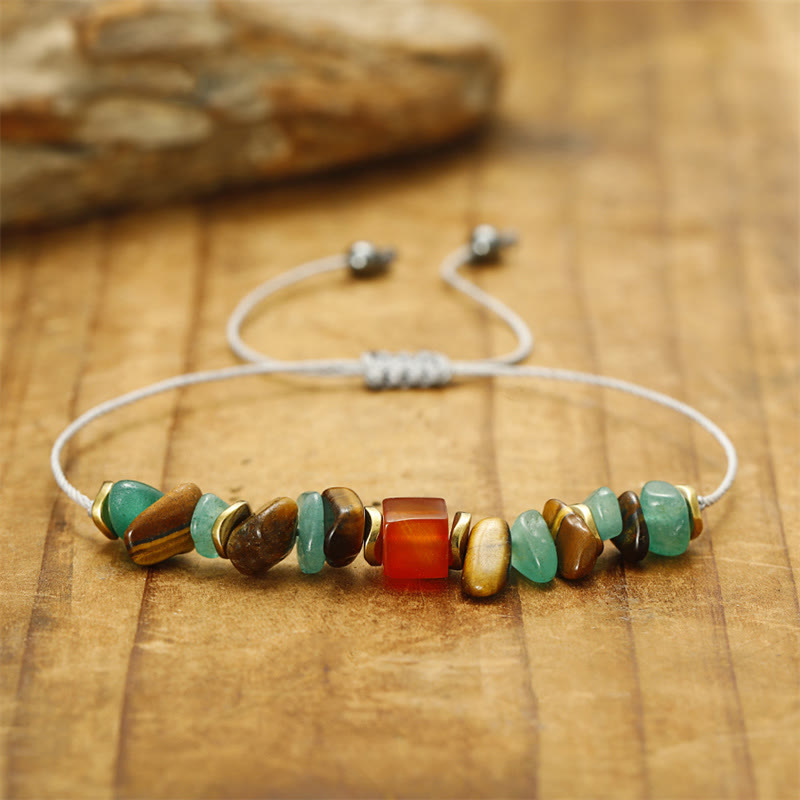 Buddha Stones You Can Do It Green Aventurine Tiger Eye Carnelian Luck Bracelet