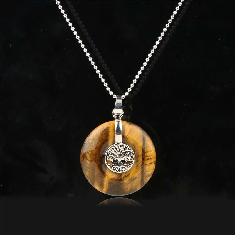 Buddha Stones Various Crystal Rose Quartz Green Aventurine Amethyst The Tree of Life Kindness Necklace Pendant