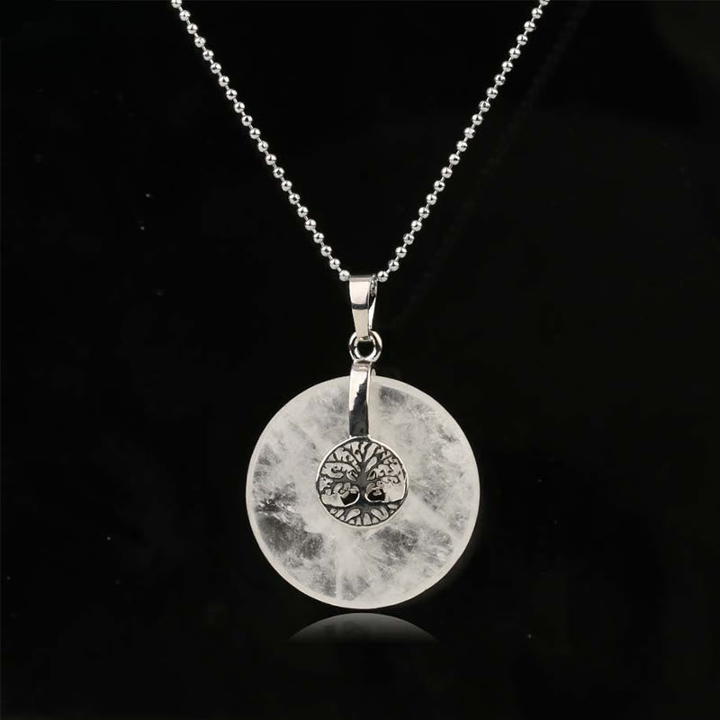 Buddha Stones Various Crystal Rose Quartz Green Aventurine Amethyst The Tree of Life Kindness Necklace Pendant